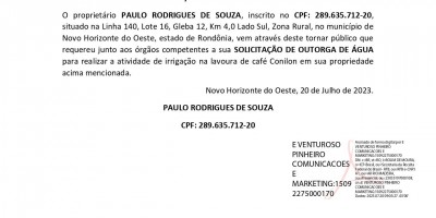  SOLICITAÇÃO DE OUTORGA DE ÁGUA - PAULO RODRIGUES DE SOUZA