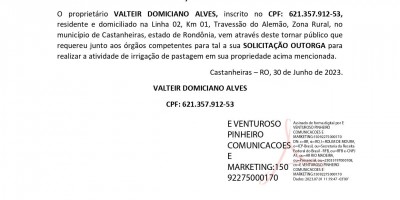 SOLICITAÇÃO DE OUTORGA - VALTEIR DOMICIANO ALVES