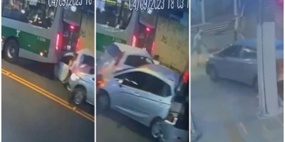 Ônibus não freia, 'esmaga' carros e causa atropelamento em SP