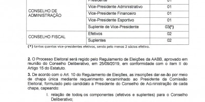 EDITAL DE CONVOCAÇÃO DAS ELEIÇÕES DA AABB DE ROLIM DE MOURA - RO