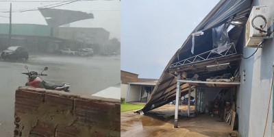 Vendaval faz telhado 'voar' em Porto Velho; vídeo