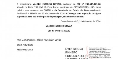 SOLICITAÇÃO DE OUTORGA - VALDECI ESTERCIO NOVAIS