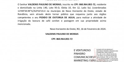 PEDIDO DE OUTORGA DE ÁGUA - VALDENIS PAULINO DE MORAIS 2