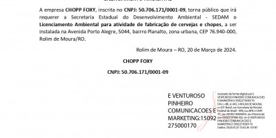 LICENCIAMENTO AMBIENTAL - CHOPP FOXY