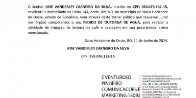 PEDIDO DE OUTORGA DE ÁGUA  - JOSE VANDERLEY CARNEIRO DA SILVA
