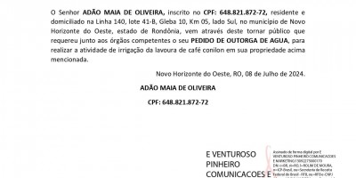  PEDIDO DE OUTORGA DE ÁGUA - ADÃO MAIA DE OLIVEIRA