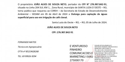 PEDIDO DE OUTORGA DE ÁGUA  - JOÃO ALVES DE SOUZA NETO