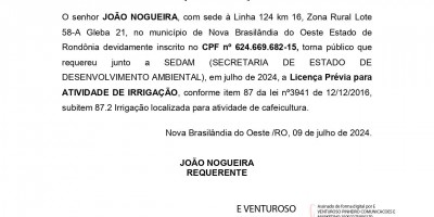 SOLICITAÇÃO DE LICENÇA PRÉVIA - JOÃO NOGUEIRA