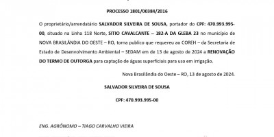 RENOVAÇÃO DE OUTORGA - SALVADOR SILVEIRA DE SOUSA