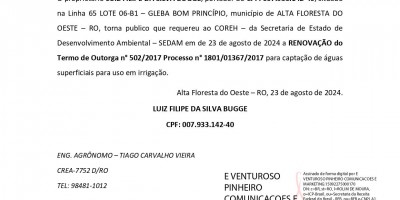 RENOVAÇÃO PEDIDO DE OUTORGA - LUIZ FILIPE DA SILVA BUGGE