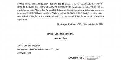  PEDIDO DE LICENÇA - AMBIENTAL DANIEL COSTANZI MARTINS