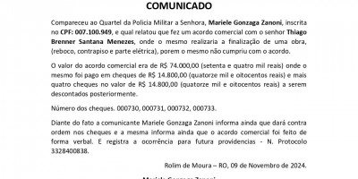 COMUNICADO - Mariele Gonzaga Zanoni