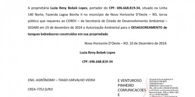 DESASSOREAMENTO – TANQUES (CURSO D’AGUA) - Luzia Reny Bobek Lopes 