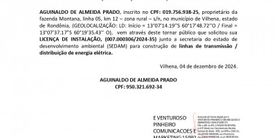 LICENÇA DE INSTALAÇÃO - AGUINALDO DE ALMEIDA PRADO