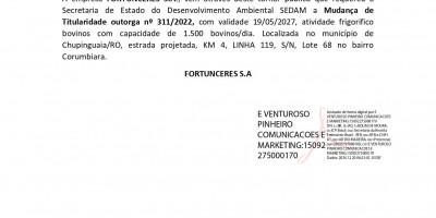 MUDANÇA DE TITULARIDADE DA OUTORGA - FORTUNCERES S.A