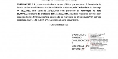 MUDANÇA DE TITULARIDADE DE OUTORGA - FORTUNCERES S.A. 2