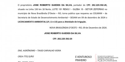 LICENCIAMENTO AMBIENTAL - JOSE ROBERTO GUEDES DA SILVA