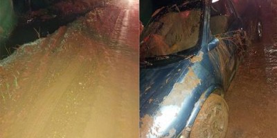 Mulher morre afogada após carro capotar e cair em vala