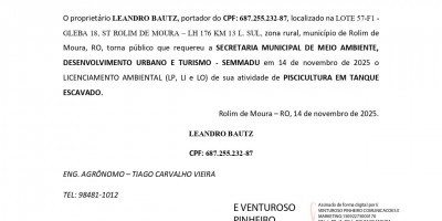 LICENCIAMENTO AMBIENTAL - PISCICULTURA - LEANDRO BAUTZ