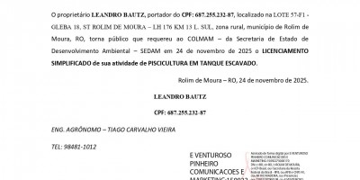 LICENCIAMENTO AMBIENTAL - PISCICULTURA - LEANDRO BAUTZ