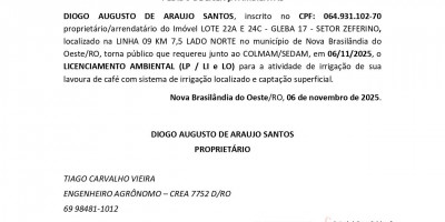 PEDIDO DE LICENÇA AMBIENTAL - DIOGO AUGUSTO DE ARAUJO SANTOS