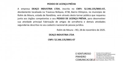 PEDIDO DE LICENÇA PRÉVIA - DEAÇO INDUSTRIA LTDA