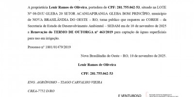 RENOVAÇÃO DE TERMO DE OUTORGA - Lenir Ramos de Oliveira