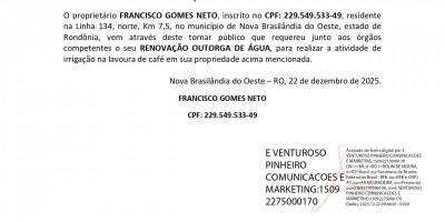 RENOVAÇÃO OUTORGA DE ÁGUA - FRANCISCO GOMES NETO