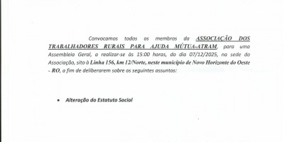 ASSOCIAÇÃO DOS TRABALHADORES RURAIS PARA AJUDA MÚTUA - ATRAM