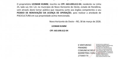 PEDIDO DE RENOVAÇÃO DA LICENÇA DE OPERAÇÃO - LEOMAR KUMM