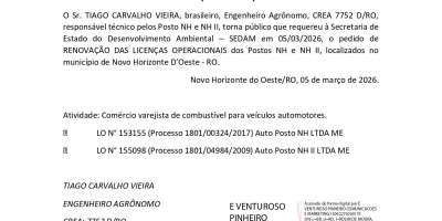 PEDIDO DE RENOVAÇÃO DE LICENÇA OPERACIONAL