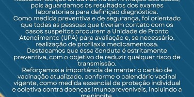 Em Rolim de Moura há dois casos suspeitos de meningite, diz secretaria de saúde