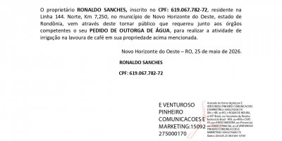 PEDIDO DE OUTORGA DE ÁGUA - RONALDO SANCHES