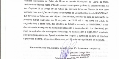 EDITAL DE CONVOCAÇÃO DE ELEIÇÃO - GESTÃO 2026/2030