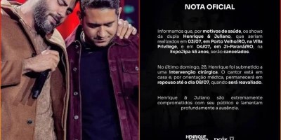 Henrique e Juliano cancelam shows em Porto Velho e Ji-Paraná