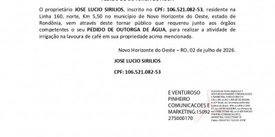 PEDIDO DE OUTORGA DE ÁGUA - JOSE LUCIO SIRILIOS