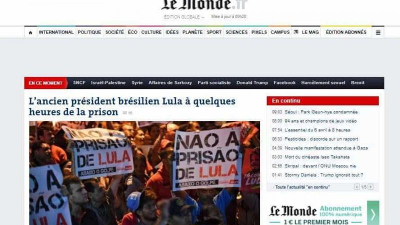 Mandado de prisão de Lula repercute na imprensa internacional Mandado de prisão de Lula repercute na imprensa internacional