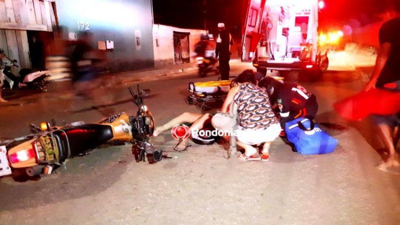 COLISÃO FRONTAL: Mulher sofre fratura exposta em mais um grave acidente com motociclista bêbado