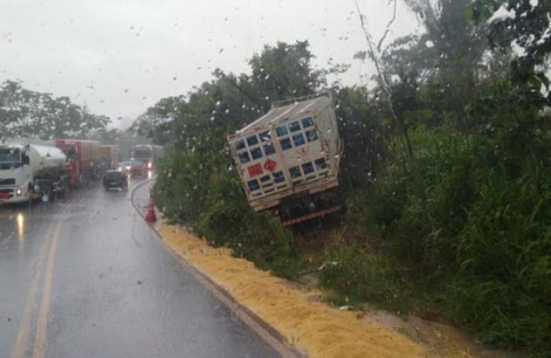 Acidente entre Bi-trem e caminhão carregado de gás deixa mais de 10 Km de congestionamento na Br-364 Acidente entre Bi-trem e caminhão carregado de gás deixa mais de 10 Km de congestionamento na Br-364
