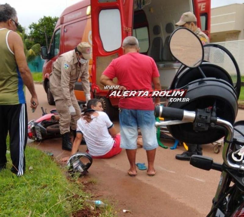 Acidente entre duas motos deixa um ferido neste sábado em Rolim de Moura Acidente entre duas motos deixa um ferido neste sábado em Rolim de Moura