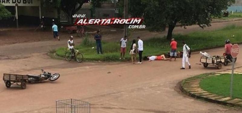 Acidente entre duas motos deixa um ferido neste sábado em Rolim de Moura Acidente entre duas motos deixa um ferido neste sábado em Rolim de Moura