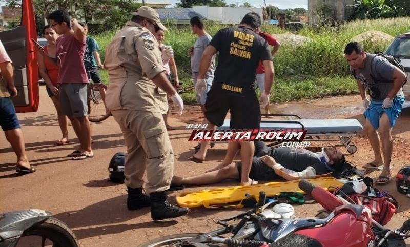 Mãe e filho ficam feridos em colisão envolvendo moto e carro em Rolim de Moura Mãe e filho ficam feridos em colisão envolvendo moto e carro em Rolim de Moura