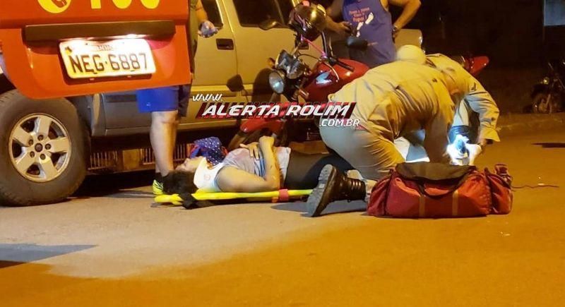 Mulher fratura perna após desviar de cachorro e bater na traseira de caminhonete estacionada em Rolim de Moura