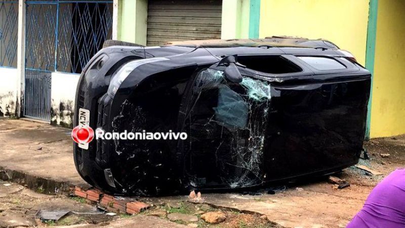 Motorista na contramão causa acidente com capotamento em Porto Velho Motorista na contramão causa acidente com capotamento em Porto Velho
