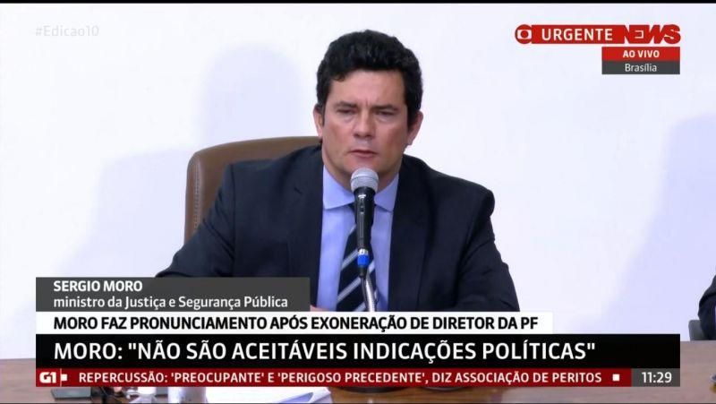 Durante coletiva, Moro afirma que Bolsonaro planeja interferir na Polícia Federal Durante coletiva, Moro afirma que Bolsonaro planeja interferir na Polícia Federal