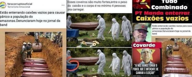 É falso mensagens que circulam nas redes sociais sobre caixões sendo enterrados vazios no Amazonas É falso mensagens que circulam nas redes sociais sobre caixões sendo enterrados vazios no Amazonas
