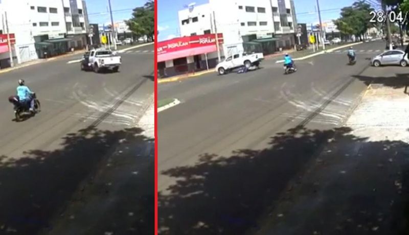 Vídeo mostra momento que Hilux passa sobre cabeça de motociclista Vídeo mostra momento que Hilux passa sobre cabeça de motociclista