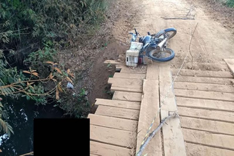Motociclista morre afogado após cair de ponte na zona rural de Vale do Paraíso