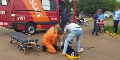 Choque entre moto e carro deixa mulher em estado grave em Vilhena