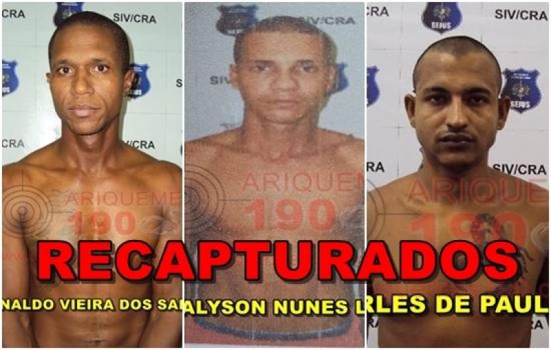 Três foragidos de presídio de Ariquemes são recapturados; Um ainda está foragido Três foragidos de presídio de Ariquemes são recapturados; Um ainda está foragido